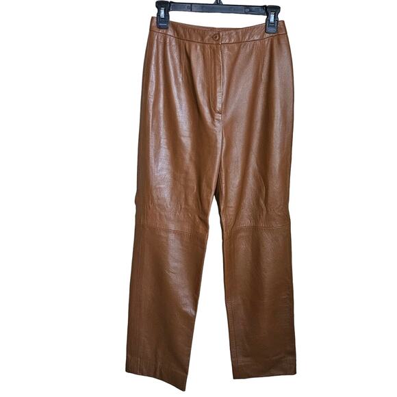 Vintage Leather Pant Carlisle Women Size 4 Tan Brown Boho Lined High Waist Small - Picture 2 of 9